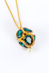 Kenneth Jay Lane Crystal Imperial Egg Teardrop Pendant Necklace detail @RECESS LA