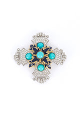 Kenneth Jay Lane Jeweled Patonce Cross Brooch @RECESS LA