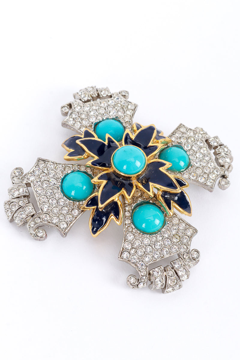 Kenneth Jay Lane Jeweled Patonce Cross Brooch detail @RECESS LA