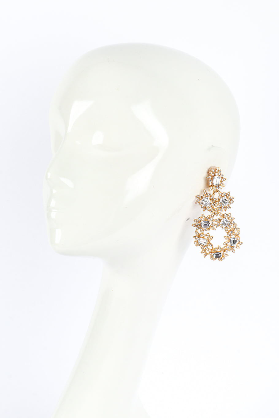 Kenneth Jay Lane Crystal Floral Drop Hoop Earrings worn @RECESS LA