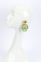 Kenneth Jay Lane Carved Jade Drop Earrings mannequin @RECESS LA