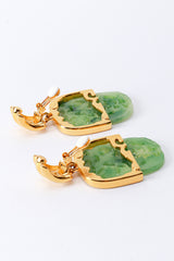 Kenneth Jay Lane Carved Jade Drop Earrings clips @RECESS LA