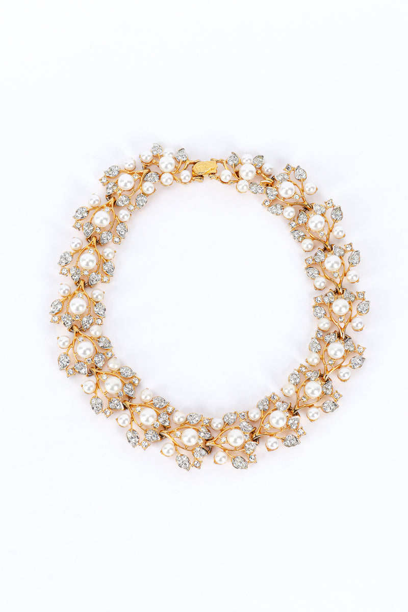 Kenneth Jay Lane Pearl & Rhinestone Floral Collar Necklace @RECESS LA