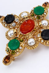 Vintage Kenneth Jay Lane Jeweled Roman Cameo Cross Brooch detail @recess la