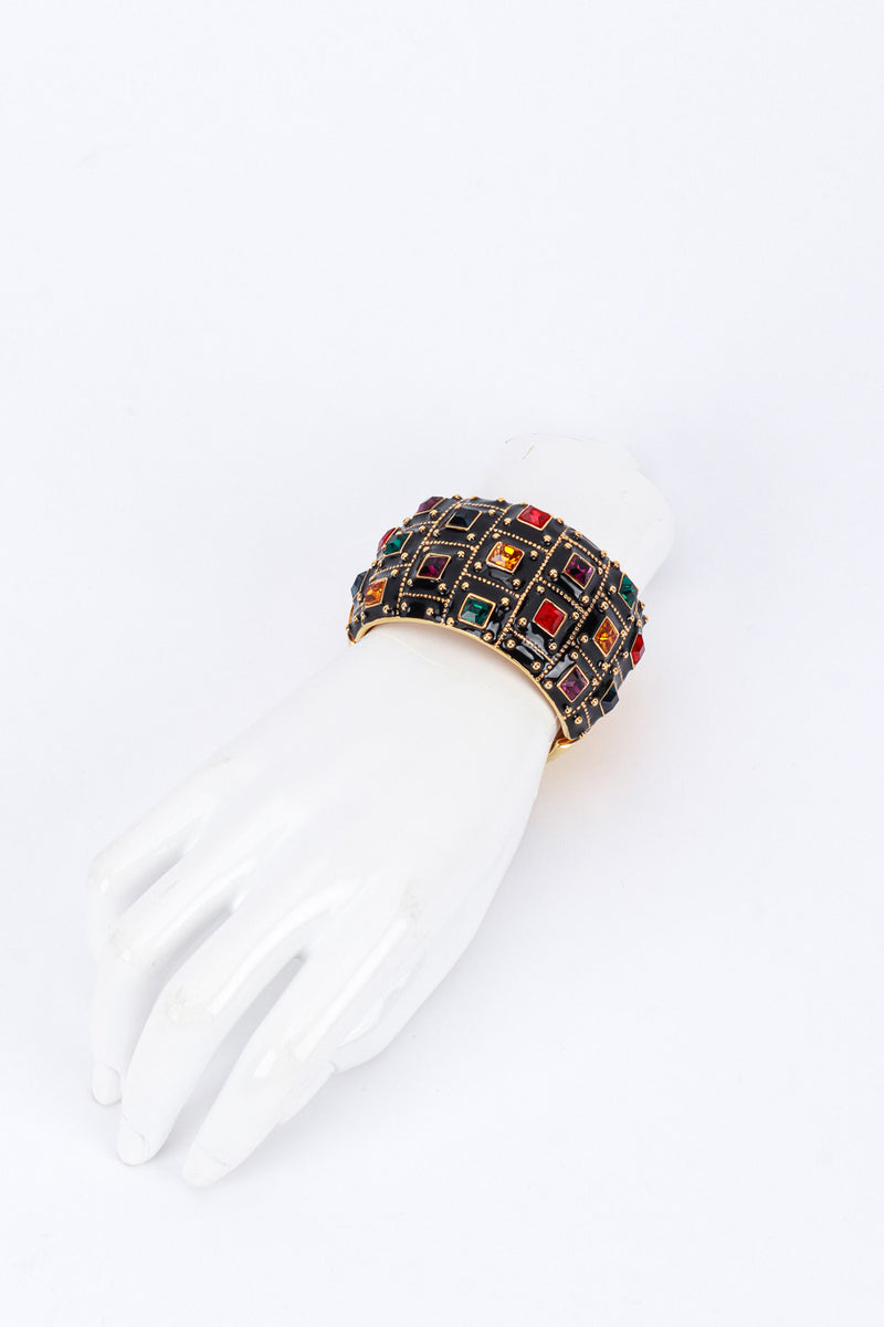 Vintage Kenneth Jay Lane Enamel Gem Bracelet on mannequin hand @recess la