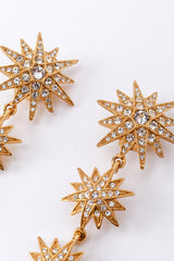 Vintage Kenneth Jay Lane 3-Tier Rhinestone Starburst Earrings detail @recess la