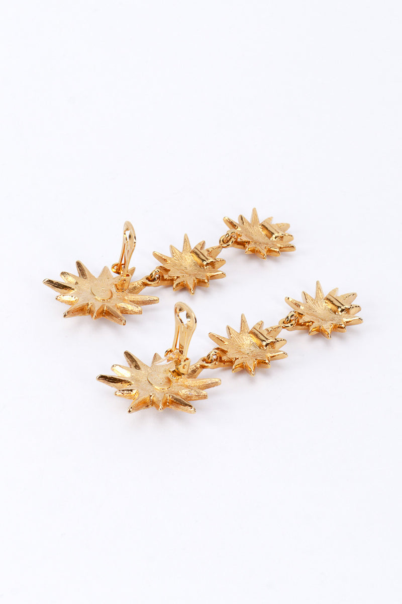 Vintage Kenneth Jay Lane 3-Tier Rhinestone Starburst Earrings back clips open @recess la