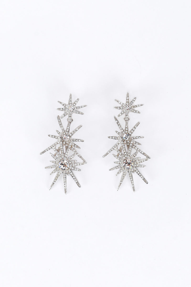 Kenneth Jay Lane Rhinestone Starburst Drop Earrings front @recess la