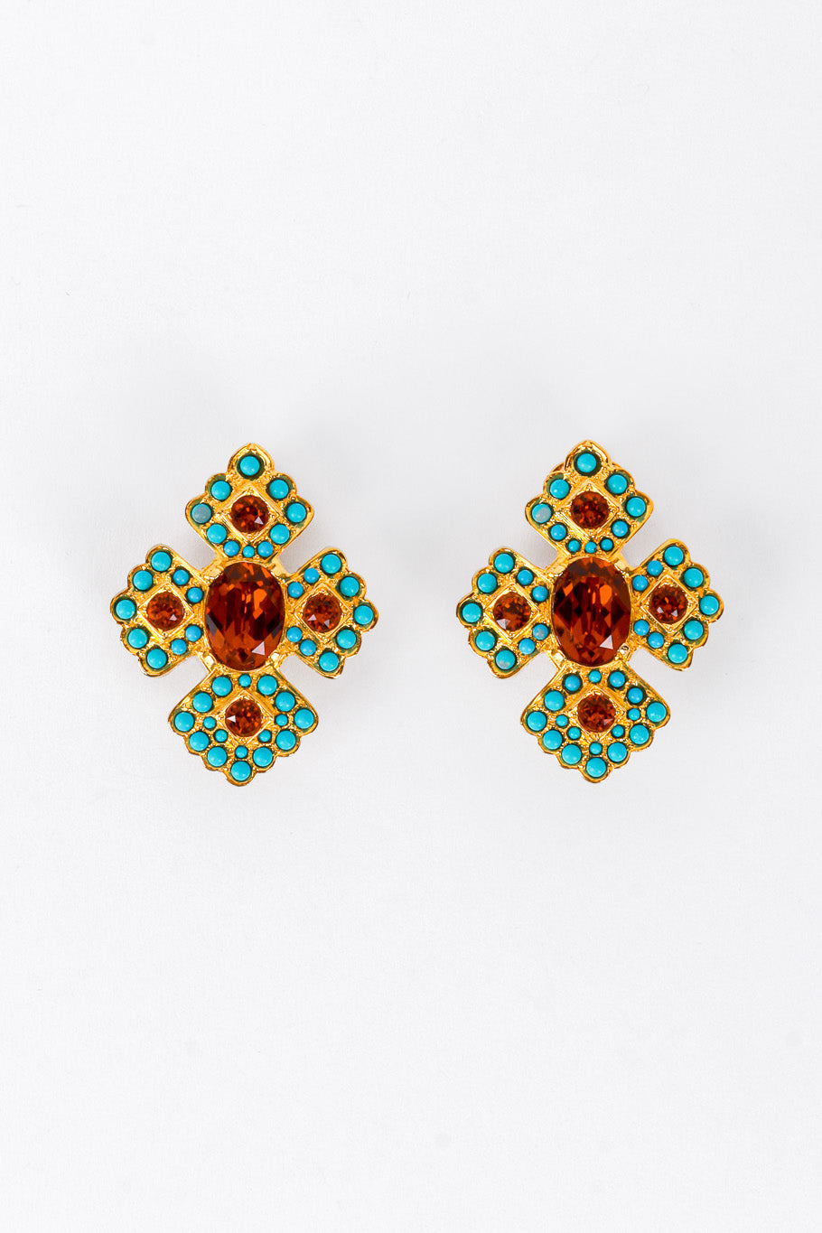 Kenneth Jay Lane Beaded Byzantine Cross Earrings @RECESS LA