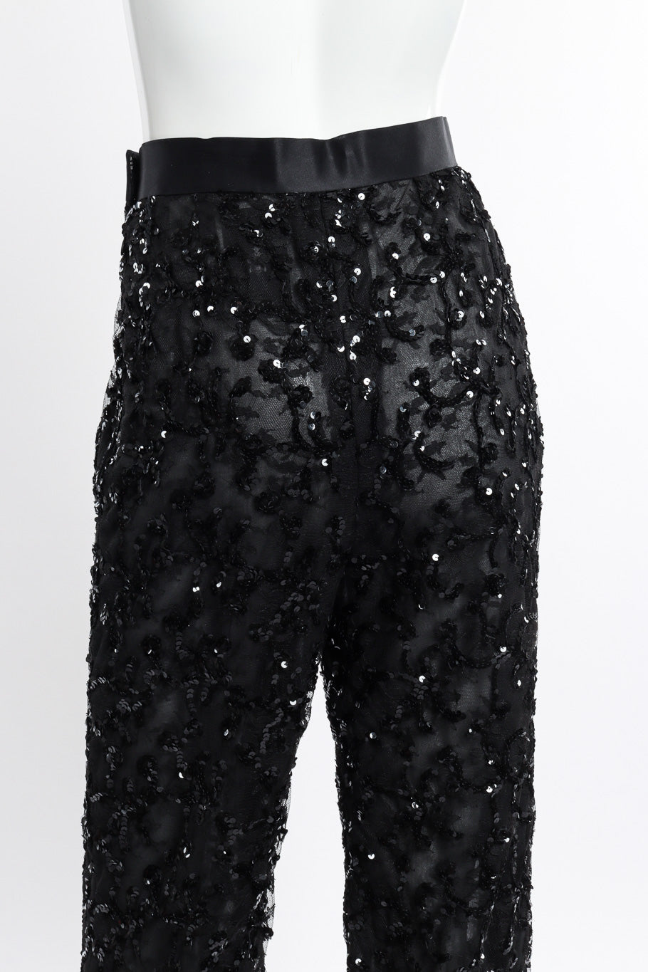 Vintage Bill Blass Sequin Lace Pant back on mannequin closeup @recessla