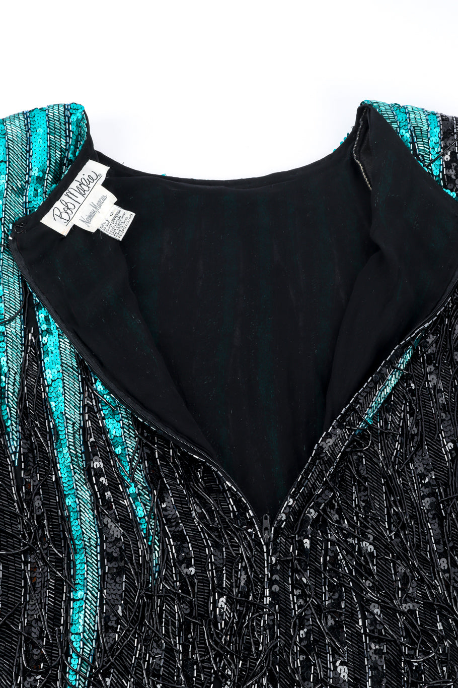 Vintage Bob Mackie Beaded Fringe Sequin Top back unzipped @recessla