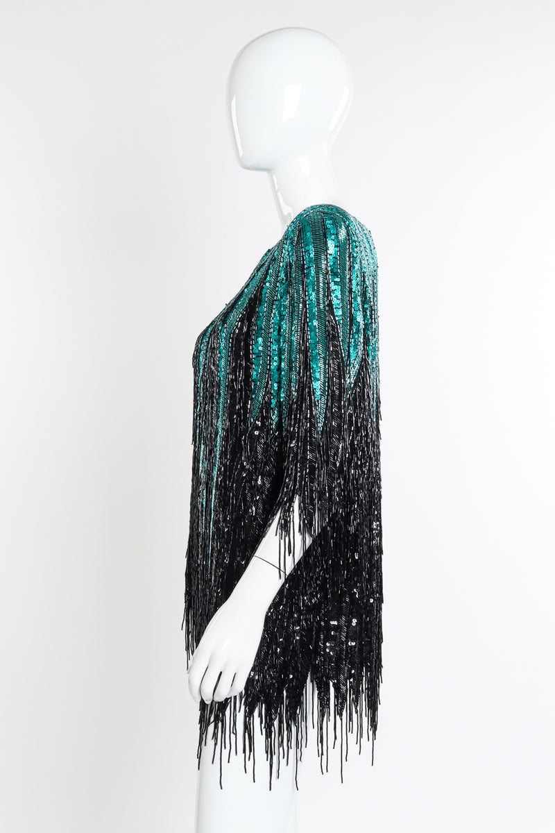 Vintage Bob Mackie Beaded Fringe Sequin Top side on mannequin @recessla