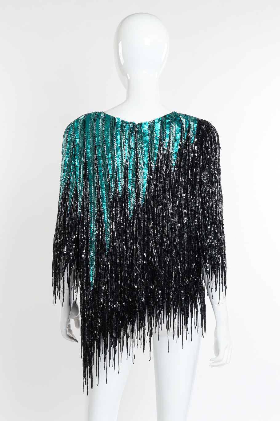 Vintage Bob Mackie Beaded Fringe Sequin Top back on mannequin @recessla