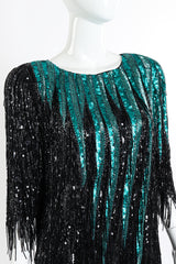 Vintage Bob Mackie Beaded Fringe Sequin Top front on mannequin closeup @recessla