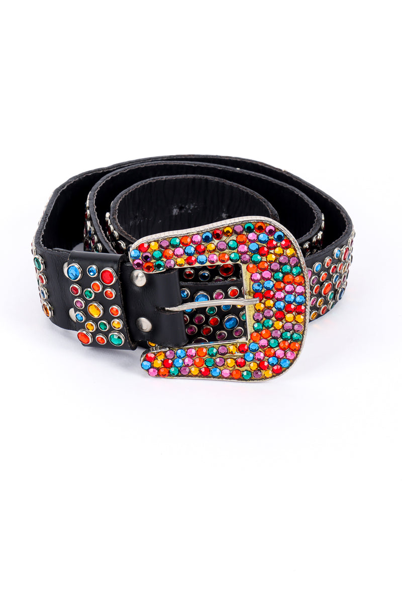 Vintage Michael Morrison MX Rainbow Rhinestone Studded Belt front coiled @recessla