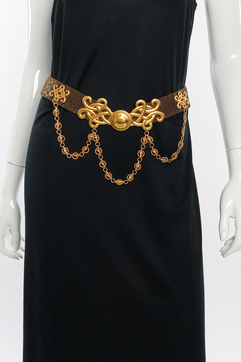 Vintage Belts by Simon Scroll Buckle Chain Drape Belt on mannequin @recessla