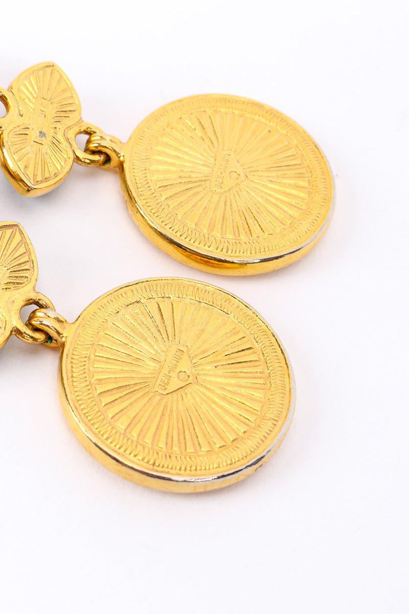 Vintage Ben Amun Gripoix Roman Coin Drop Earrings back closeup @recessla