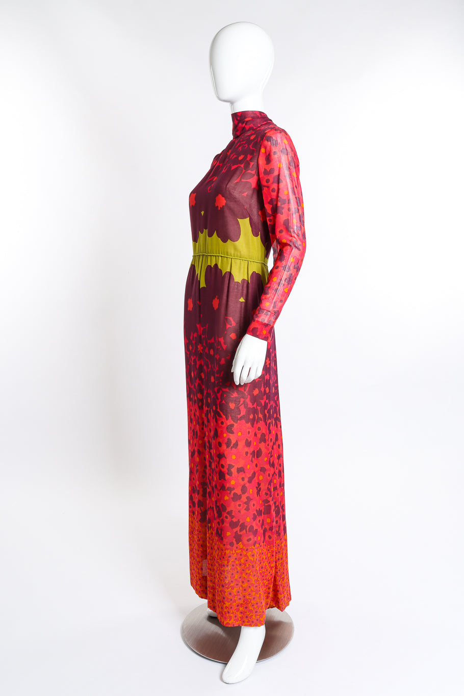 Vintage Bergdorf Goodman Poppy Print Turtleneck Dress side on mannequin @recess la