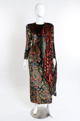 Vintage Bill Blass Paisley Silk Velvet Shawl Dress front on mannequin @recessla