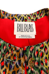 Vintage Bill Blass Leopard Print Silk Jacket signature label closeup @Recessla