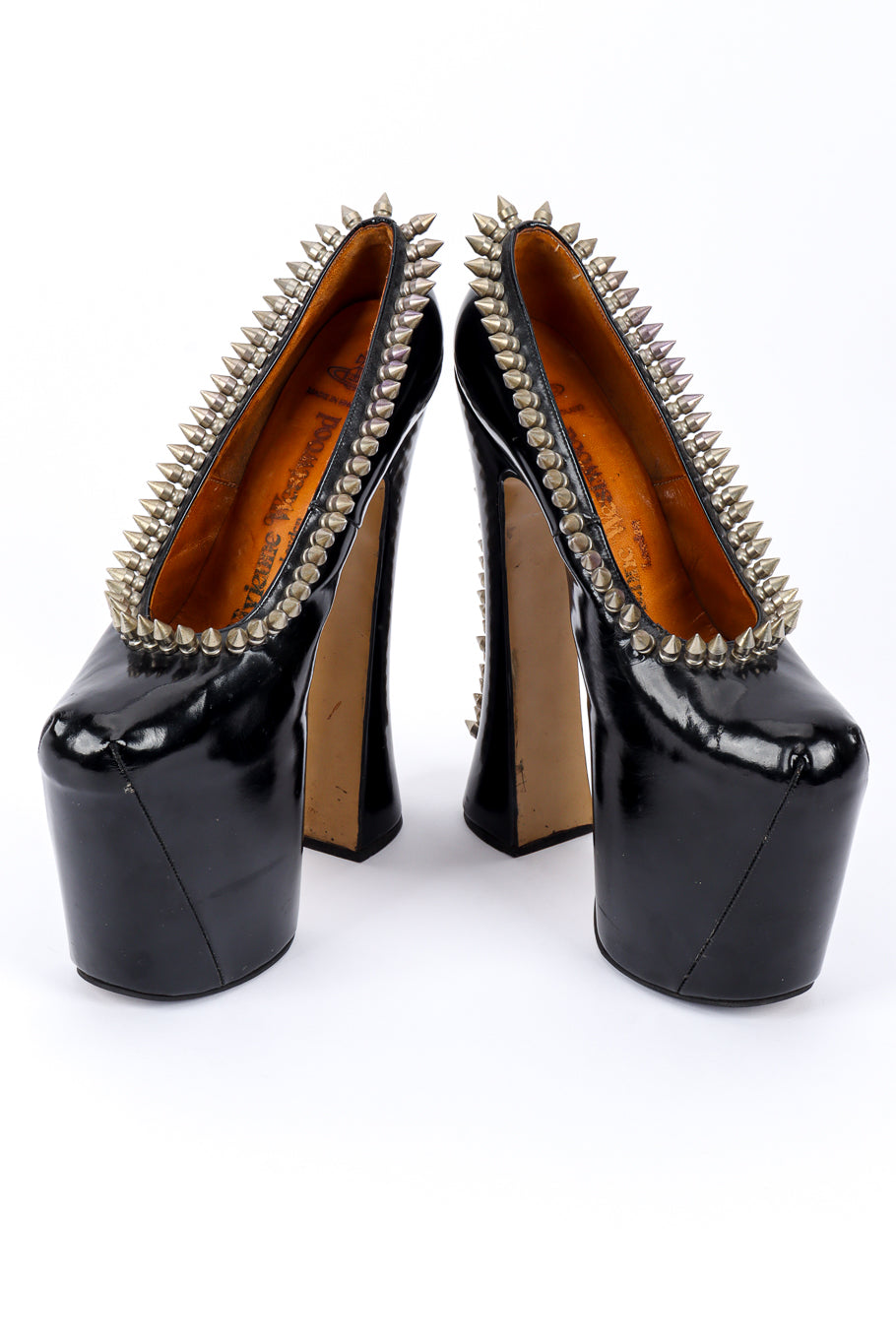 Vintage Vivienne Westwood Spike Studded Super Elevated Court Platforms front @recessla