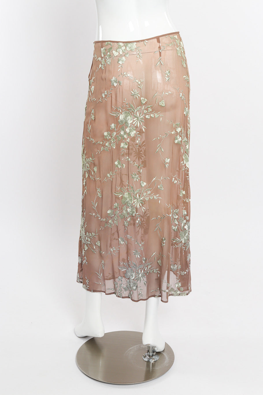 Vintage chiffon embroidered skirt on mannequin back @recessla