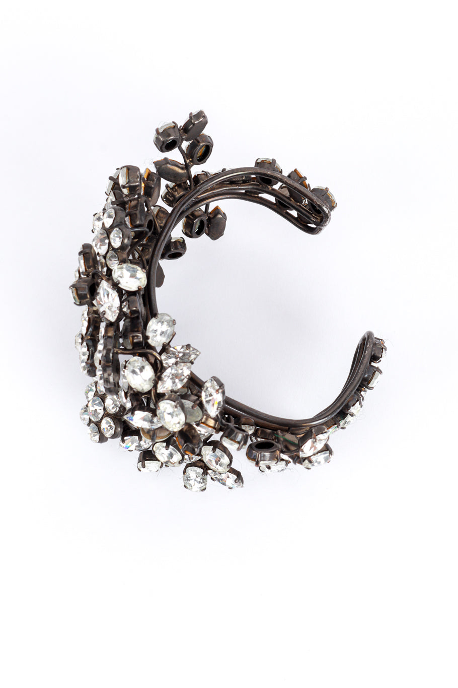 Vintage Rhinestone Floral Cuff Bracelet side @RECESS LA