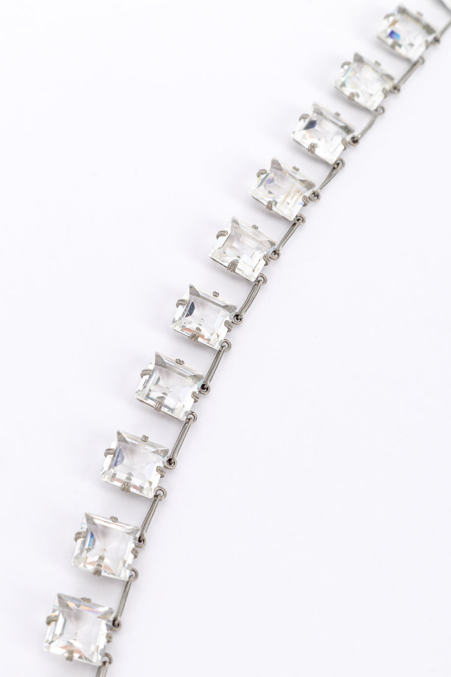 Crystal Link Collar Necklace on white background stones close @recess la