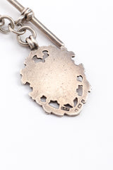 Vintage Sterling Albert Chain Crest Necklace pendant back signature stamp closeup @recess la 