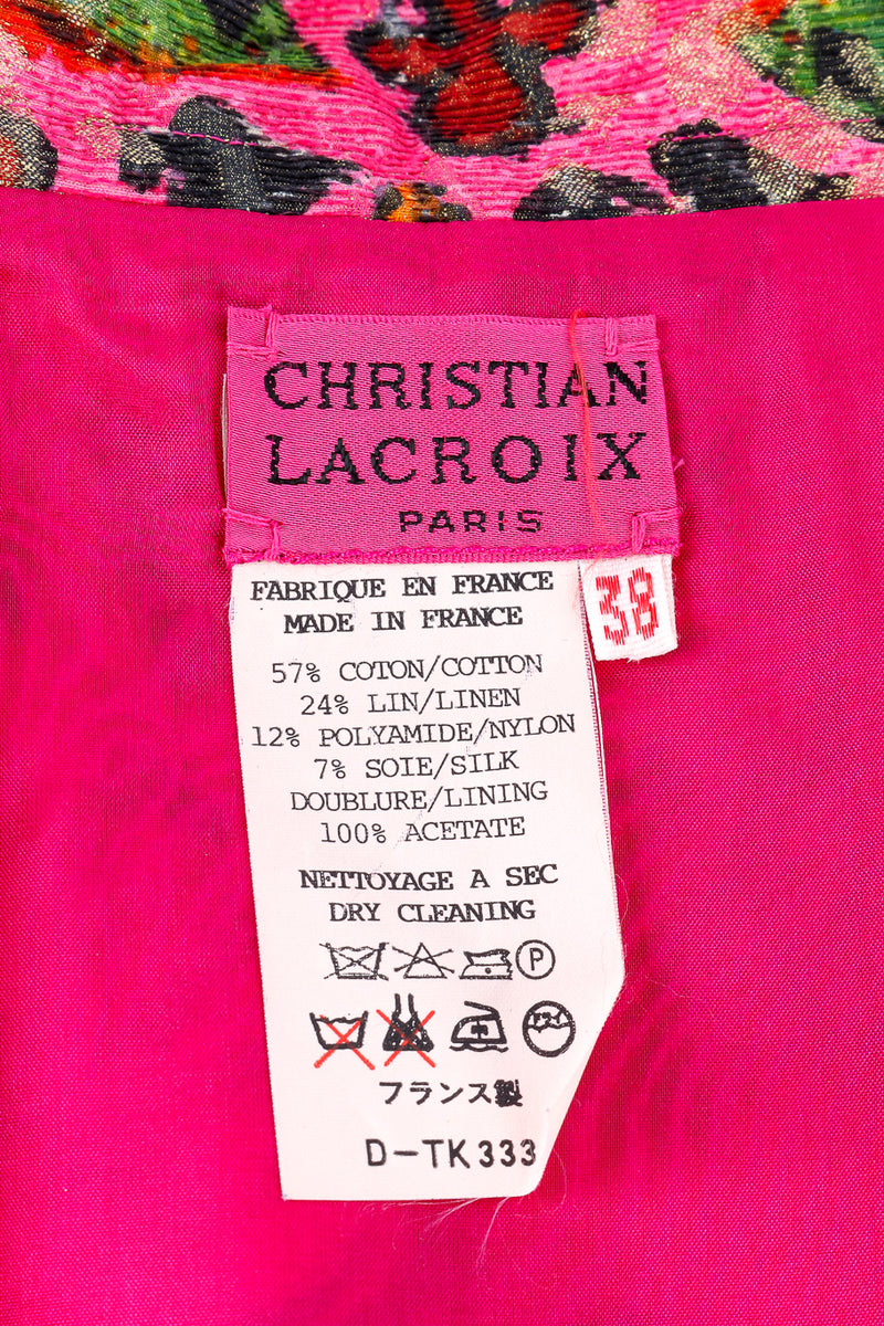 Vintage Christian Lacroix Abstract Print Skirt label closeup @Recessla