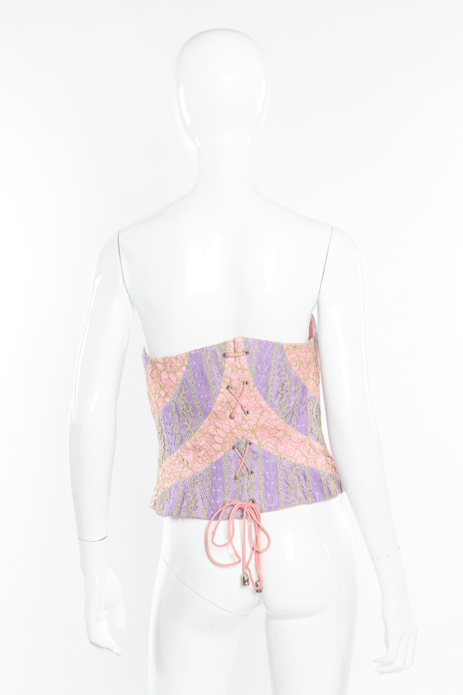 Vintage Christian Lacroix Lace Bustier Corset back view on mannequin @Recessla