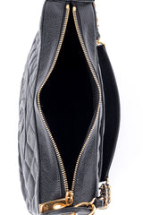 Chanel Quilted CC Shoulder Bag top view of zipper closure open @recess la