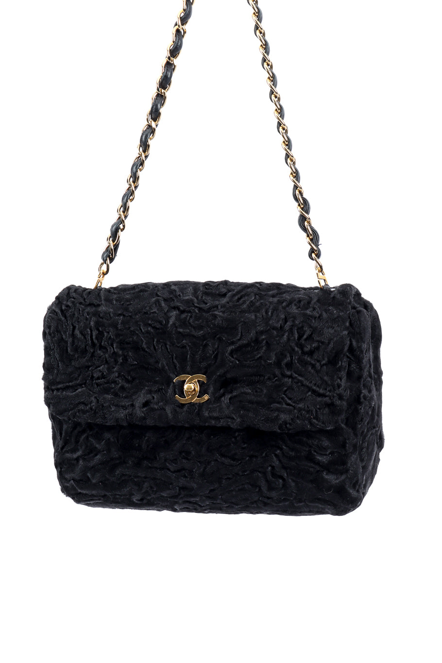 Chanel Persian Lamb Shoulder Bag front suspended @recess la