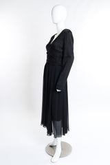 Vintage Chanel Ruched Camellia Flower Dress side on mannequin @recess la