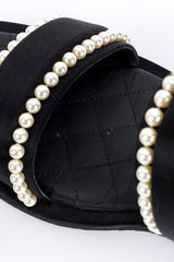 Chanel CC Satin & Pearl Sandals insole closeup @recess la