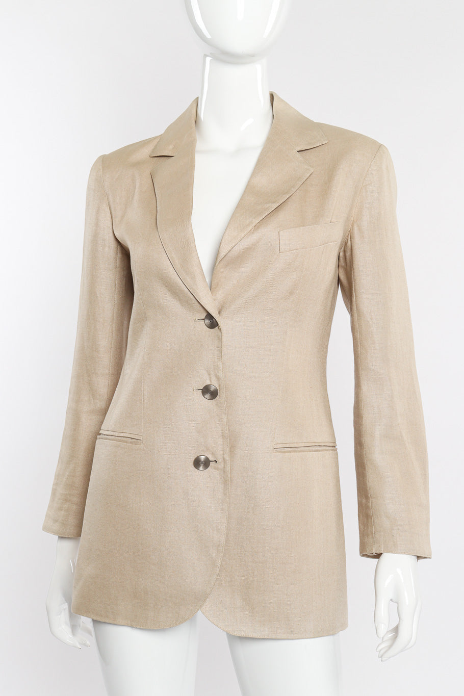 1998 S/S Linen Blazer by Chanel on mannequin front close @recessla