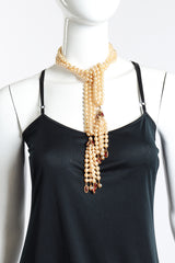 Vintage Chanel Pearl Tassel Wrap Necklace front on mannequin @recess la