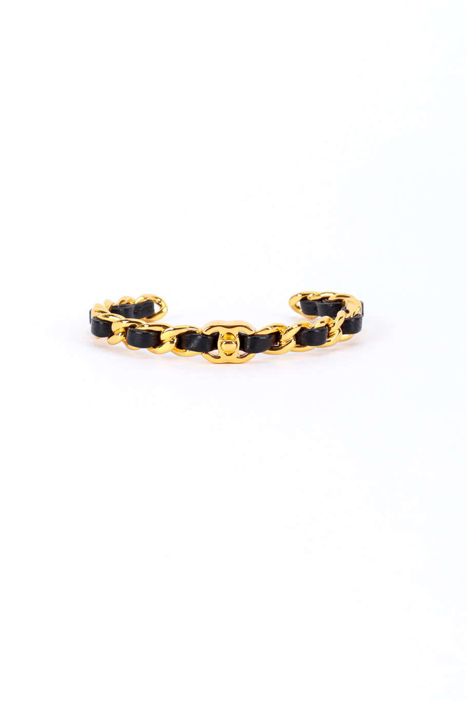 Chanel Woven Leather Chain Bangle front @recess la