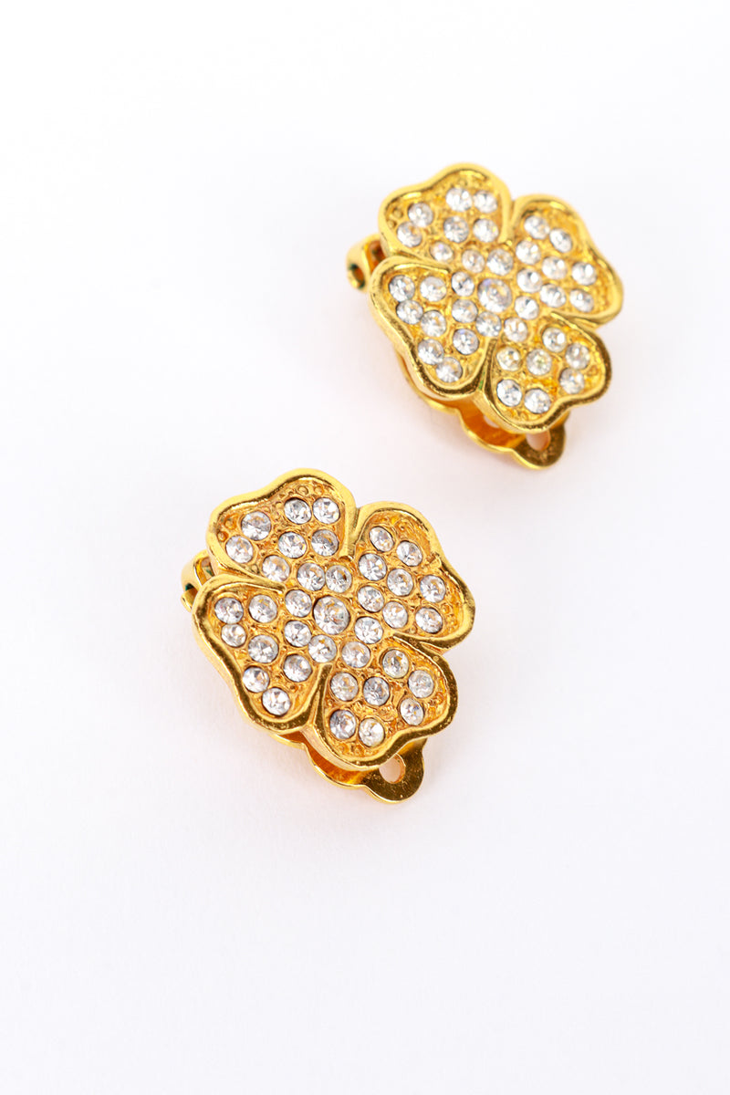 Rhinestone Clover Earrings by Chanel close @recess LA