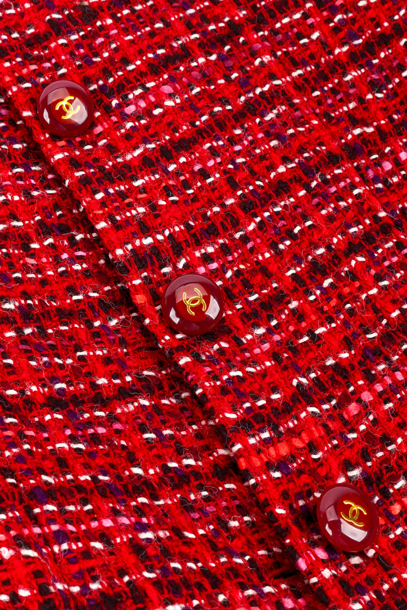 Chanel Bouclé Scarf Jacket button closeup @recessla