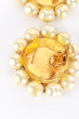 Vintage Chanel Sun & Moon Pearl Earrings back closeup @recess la