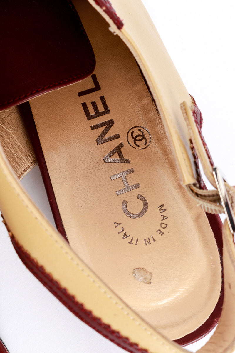 Vintage Chanel Two-Tone Slingback Brogues  signed sole closeup @recess la