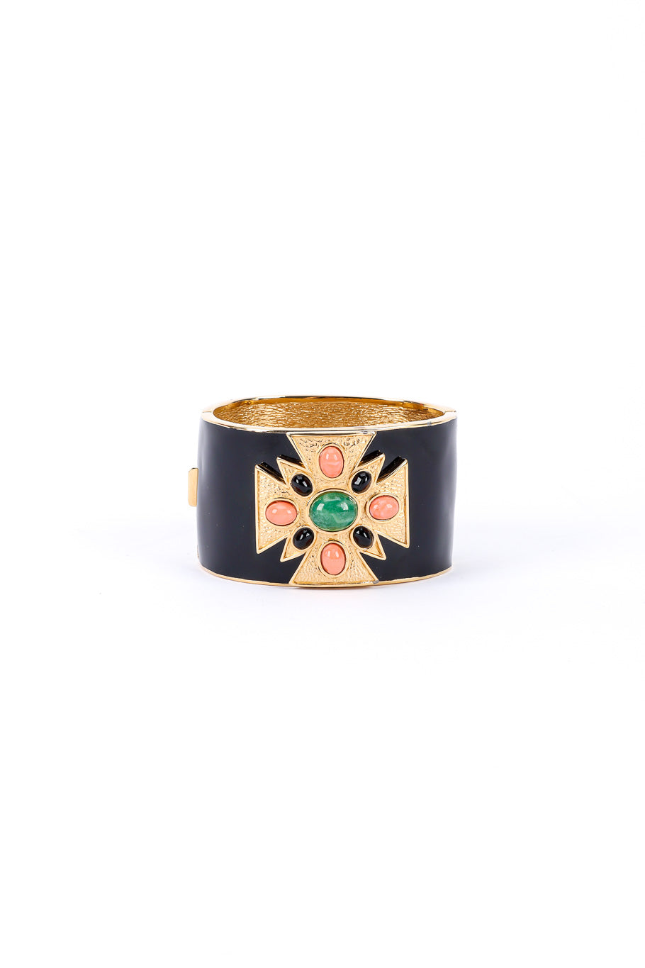 Maltese cross cuff bracelet by Ciner on white background @recessla