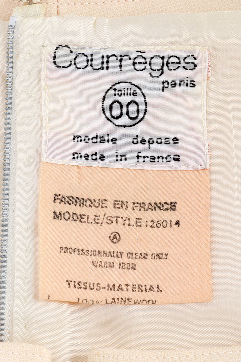 Courrèges Square Neck Shift Wool Dress label @RECESS LA