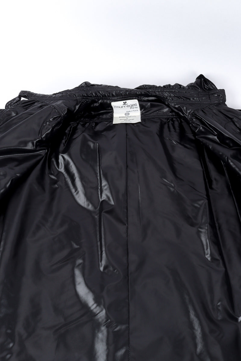 Courrèges Jet Black Hooded Duffle Coat lining @RECESS LA