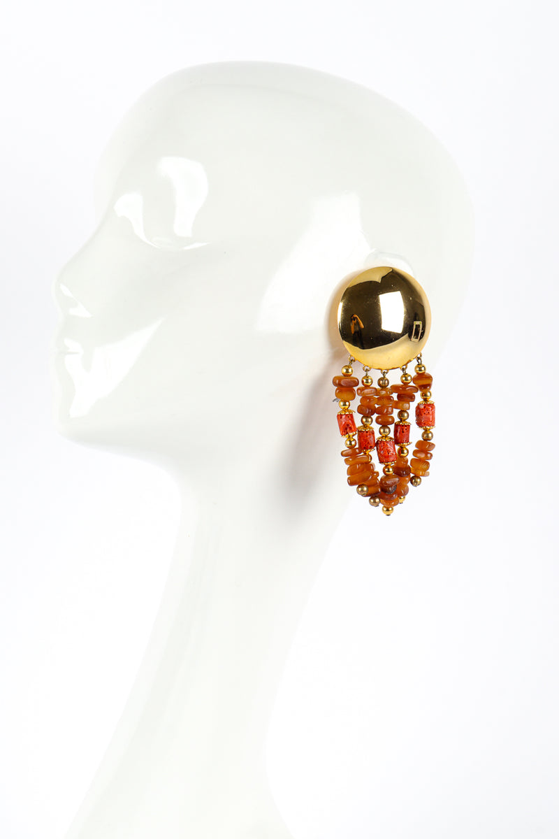 Vintage Carlo Zini Disc Stone Fringe Drop Earrings on mannequin @recess la