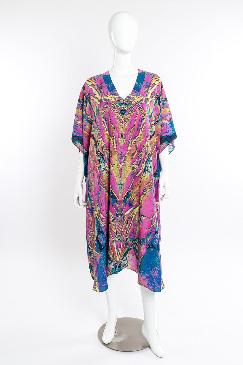 Vintage Carter Smith Abstract Splatter Print Caftan front view on mannequin @Recessla