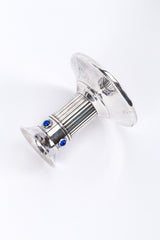 Vintage Cartier Pair of Silver Plated Lapis Candle Holders laid on side @recess la