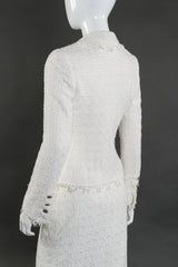 Vintage Chanel 2005 Cruise Woven Skirt Suit back on mannequin closeup @recessla