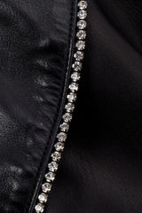 Vintage Charles Jourdan Leather Rhinestone Jacket rhinestone trim closeup @recessla